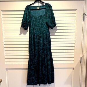 Faherty Teal Floral Midi Dress